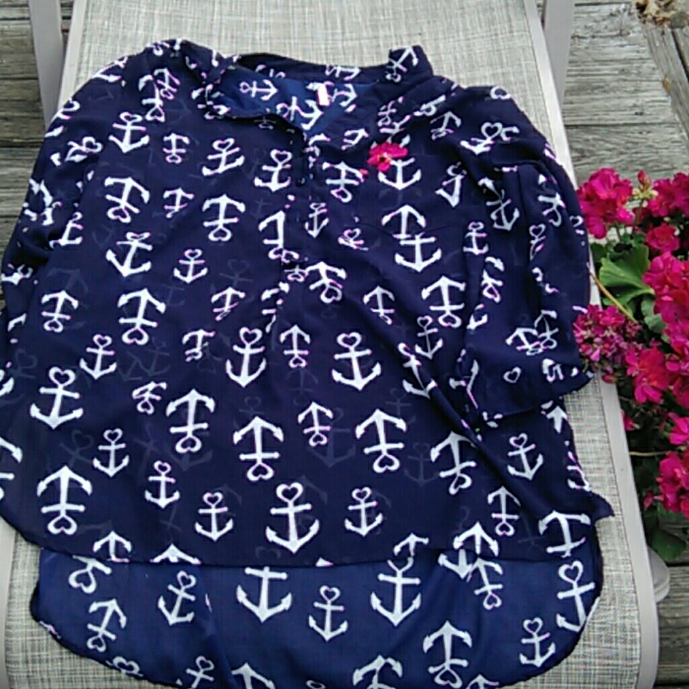 Navy Blue Anchor Blouse